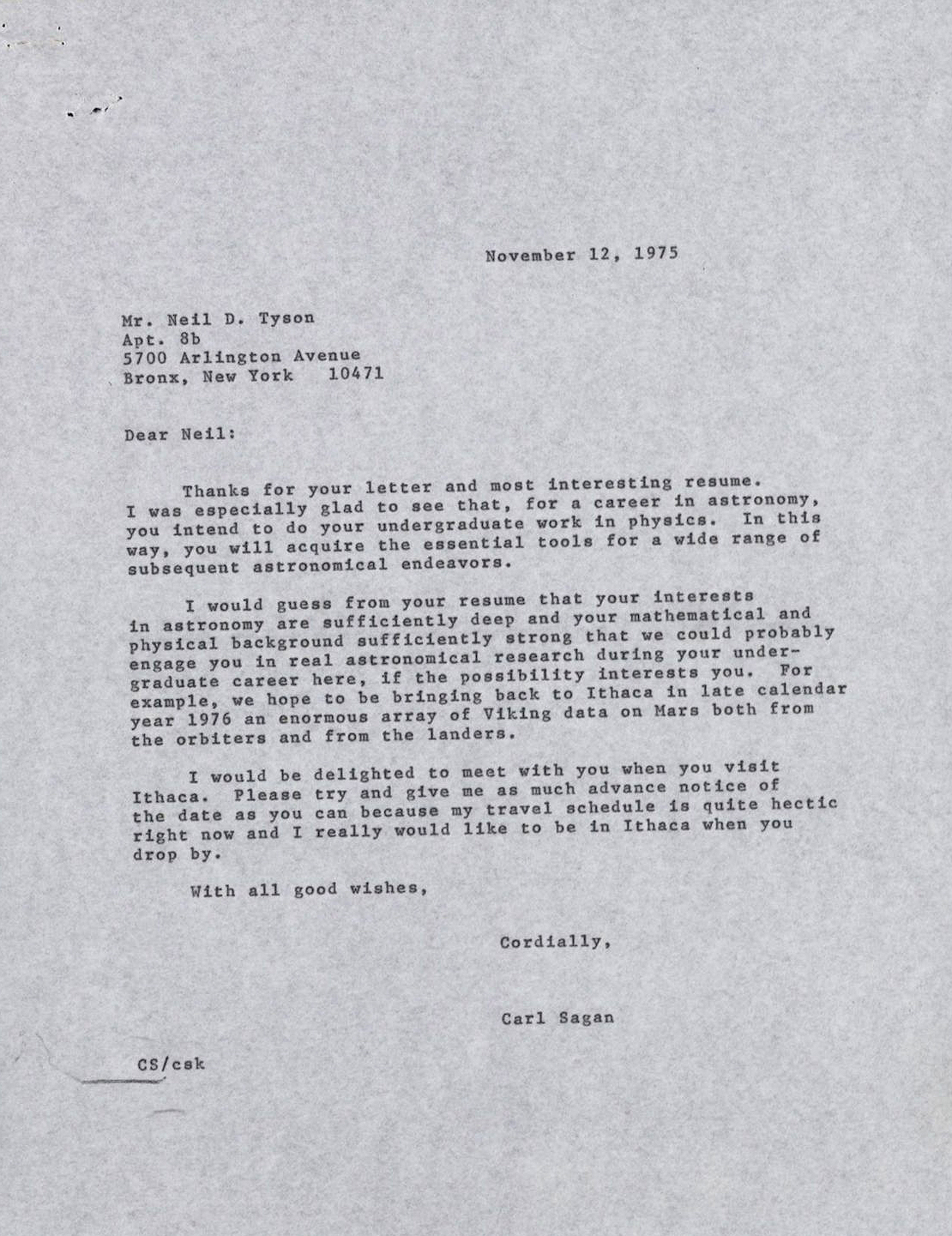 Letter to Tyson from Sagan new